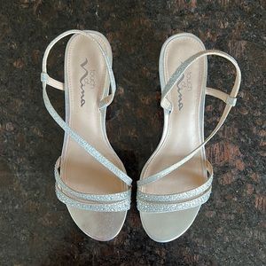 Silver Glitter Heels 1”